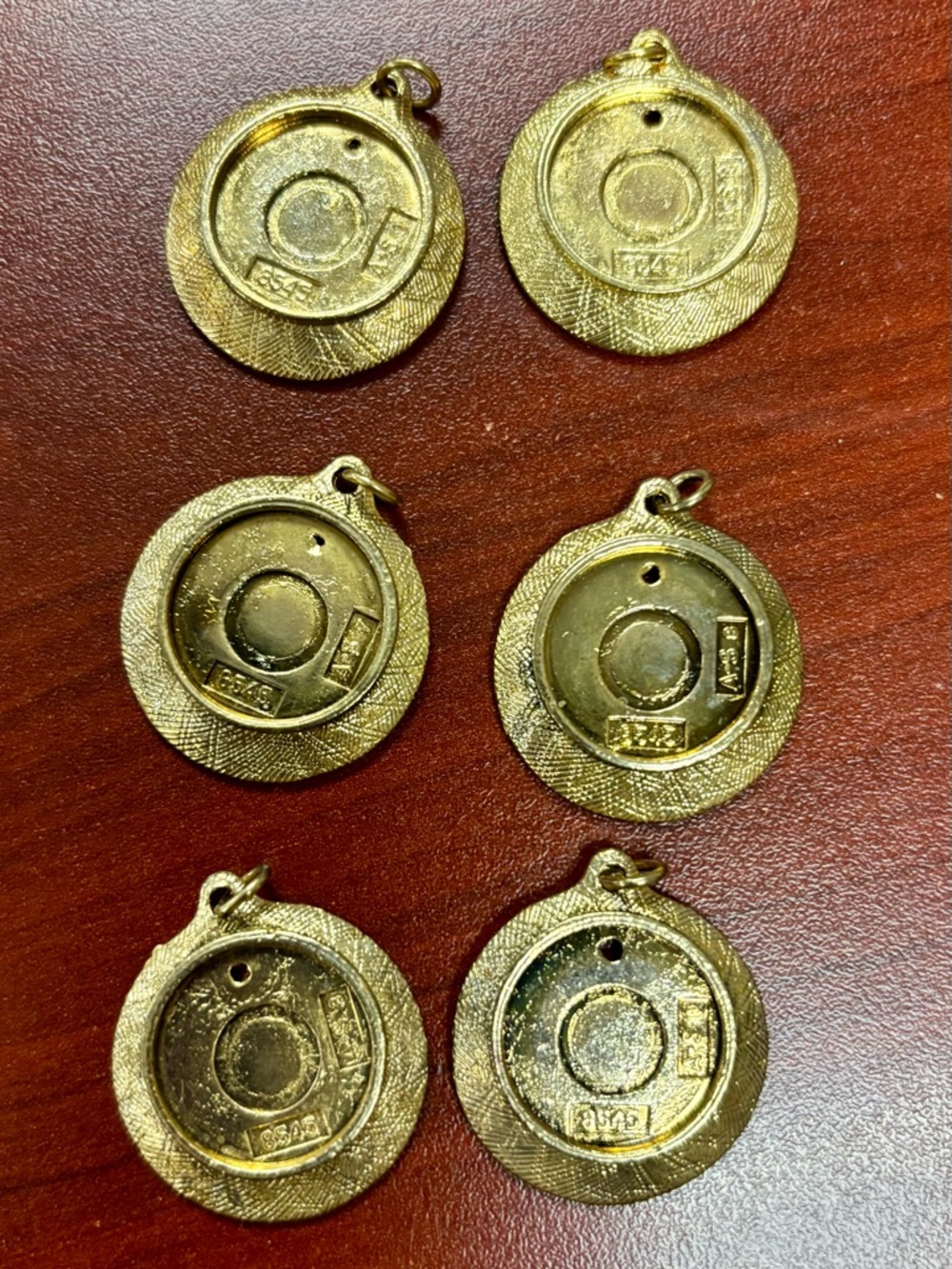 Vintage Gold-Tone Round Charm Pendants (Set of 6)